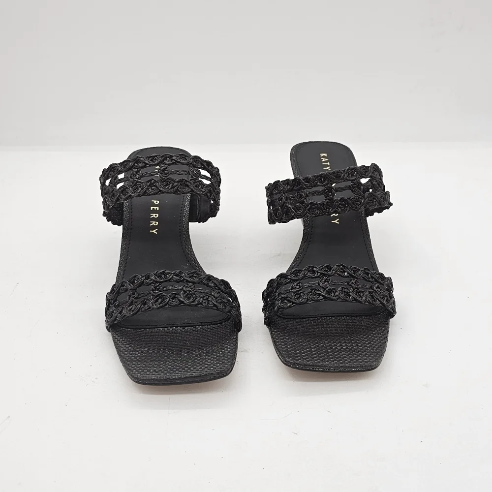 Katy Perry The Iris Woven Wedge Sandals Black Size 9.5